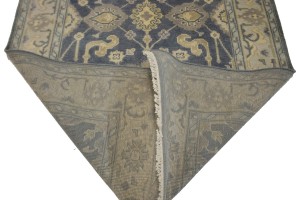Slate Gray Geometric 5X8 Oushak Chobi Oriental Rug