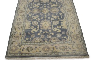 Slate Gray Geometric 5X8 Oushak Chobi Oriental Rug