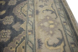 Slate Gray Geometric 5X8 Oushak Chobi Oriental Rug