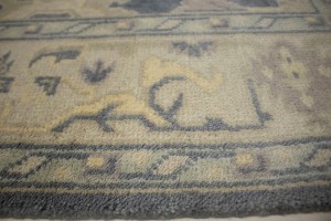 Slate Gray Geometric 5X8 Oushak Chobi Oriental Rug