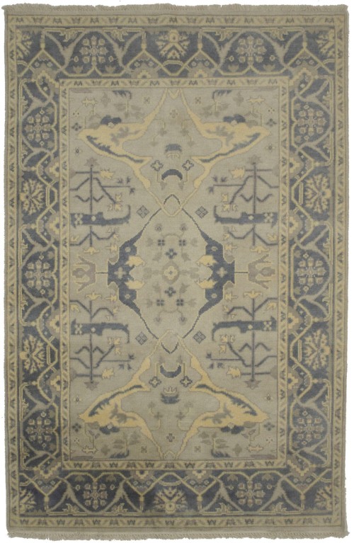 Beige Floral 5X8 Oushak Oriental Rug