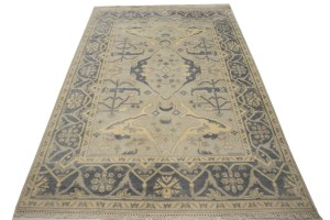 Beige Floral 5X8 Oushak Oriental Rug