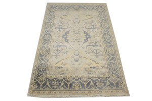 Beige Floral 5X8 Oushak Oriental Rug