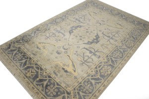Beige Floral 5X8 Oushak Oriental Rug