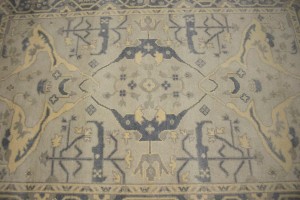 Beige Floral 5X8 Oushak Oriental Rug