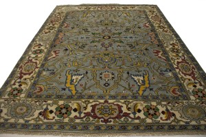Gray Floral 9X12 Oushak Oriental Rug