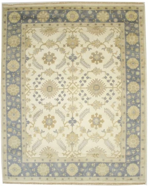 Muted Cream Floral 8X10 Transitional Oushak Chobi Oriental Rug