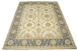 Muted Cream Floral 8X10 Transitional Oushak Chobi Oriental Rug