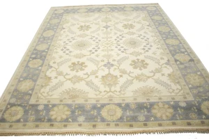 Muted Cream Floral 8X10 Transitional Oushak Chobi Oriental Rug