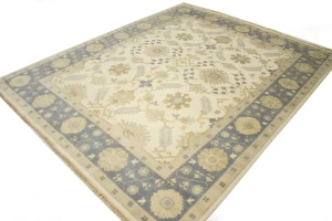 Muted Cream Floral 8X10 Transitional Oushak Chobi Oriental Rug