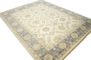 Muted Cream Floral 8X10 Transitional Oushak Chobi Oriental Rug