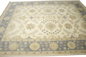 Muted Cream Floral 8X10 Transitional Oushak Chobi Oriental Rug