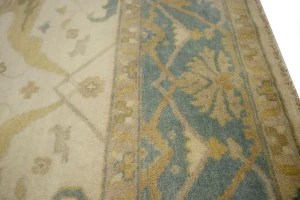 Cream Casual 8X10 Floral Oushak Oriental Rug