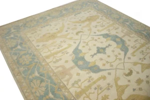 Cream Casual 8X10 Floral Oushak Oriental Rug