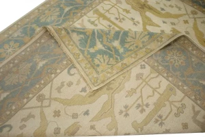 Cream Casual 8X10 Floral Oushak Oriental Rug