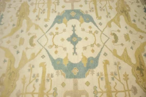 Cream Casual 8X10 Floral Oushak Oriental Rug