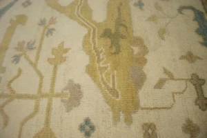 Cream Casual 8X10 Floral Oushak Oriental Rug