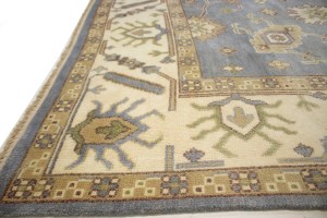 Gray Floral 9X12 Oushak Chobi Oriental Rug