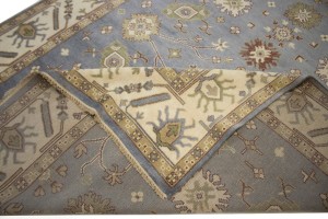 Gray Floral 9X12 Oushak Chobi Oriental Rug