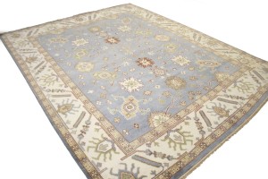 Gray Floral 9X12 Oushak Chobi Oriental Rug
