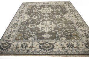 Brown Floral Casual 8X10 Oushak Chobi Oriental Rug