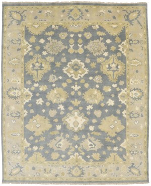 Gray Floral 8X10 Oushak Chobi Oriental Rug