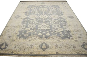 Gray Floral 8X10 Oushak Chobi Oriental Rug
