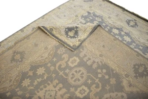 Gray Floral 8X10 Oushak Chobi Oriental Rug
