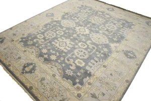 Gray Floral 8X10 Oushak Chobi Oriental Rug