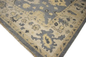 Gray Floral 9X12 Oushak Chobi Oriental Rug