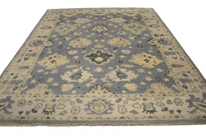 Gray Floral 9X12 Oushak Chobi Oriental Rug