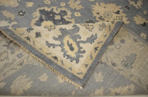 Gray Floral 9X12 Oushak Chobi Oriental Rug