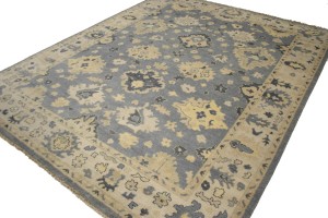 Gray Floral 9X12 Oushak Chobi Oriental Rug