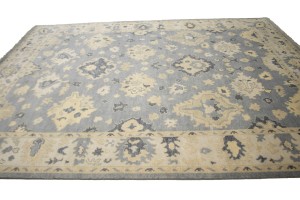 Gray Floral 9X12 Oushak Chobi Oriental Rug