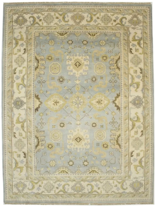 Light Gray Floral 9X12 Oushak Chobi Oriental Rug