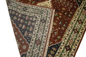 Rusty Brown Geometric 5X8 Indo-Yalameh Oriental Rug
