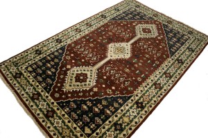 Rusty Brown Geometric 5X8 Indo-Yalameh Oriental Rug