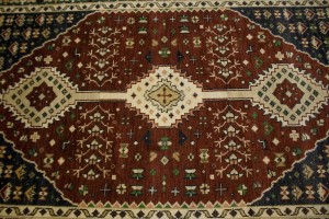 Rusty Brown Geometric 5X8 Indo-Yalameh Oriental Rug