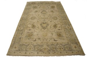 Beige Floral 5'7X8'7 Muted Oushak Chobi Oriental Rug