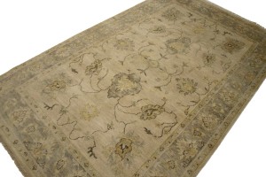 Beige Floral 5'7X8'7 Muted Oushak Chobi Oriental Rug