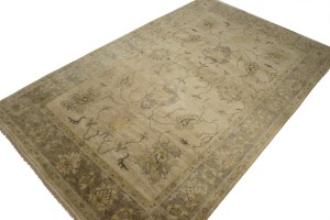 Beige Floral 5'7X8'7 Muted Oushak Chobi Oriental Rug