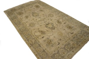 Beige Floral 5'7X8'7 Muted Oushak Chobi Oriental Rug
