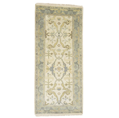 Cream Floral 3X6 Oushak Oriental Rug