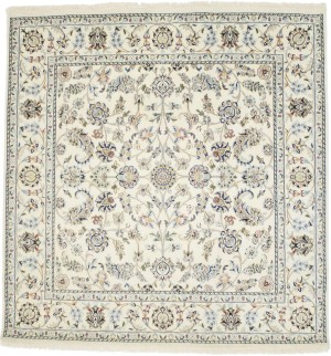 Cream Classic Floral 6X6 Indo-Nain Oriental Square Rug