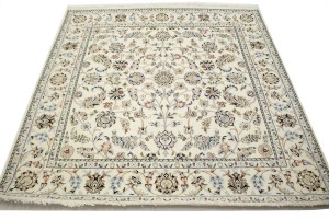 Cream Classic Floral 6X6 Indo-Nain Oriental Square Rug