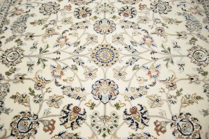 Cream Classic Floral 6X6 Indo-Nain Oriental Square Rug