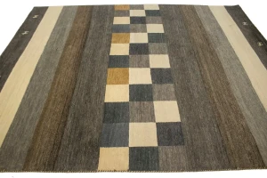 Multicolored Stripes Tribal 8X10 Indo-Gabbeh Oriental Rug