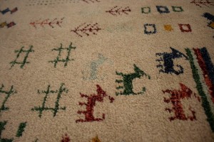 Pinky Beige Tribal 5'6X8 Indo-Gabbeh Oriental Rug
