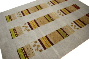 Gray Geometric 6X8 Indo-Gabbeh Oriental Rug