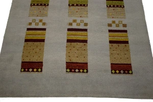 Gray Geometric 6X8 Indo-Gabbeh Oriental Rug